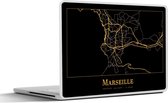 Laptop sticker - 12.3 inch - Kaart - Marseille - Luxe - Goud - Zwart - 30x22cm - Laptopstickers - Laptop skin - Cover