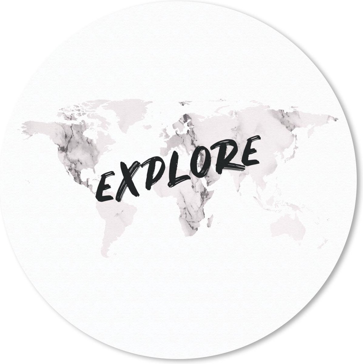 Muismat rond 20x20 cm - Mousepad Wereldkaart - Tekst - Marmer print - Ronde muismatten