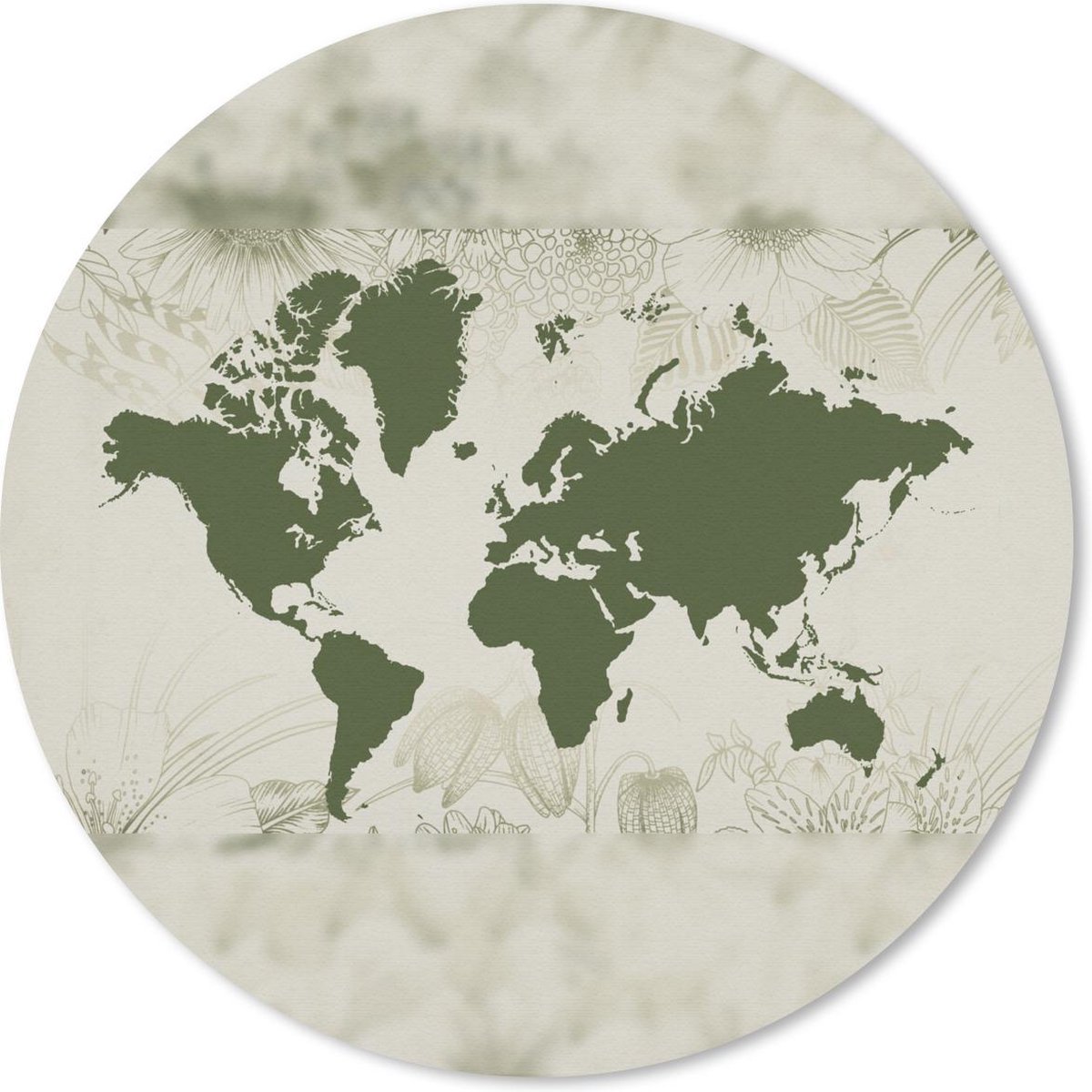 Muismat rond 20x20 cm - Mousepad Wereldkaart - Groen - Bloem - Ronde muismatten
