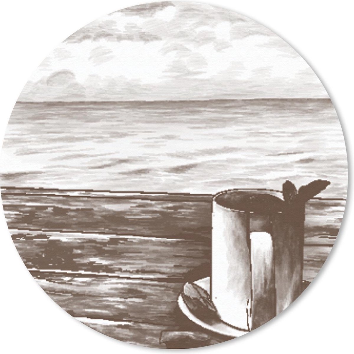 Muismat rond 30x30 cm - Mousepad Thee - Mok - Zee - Ronde muismatten