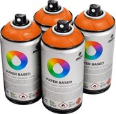 MTN Oranje waterbasis spuitverf - Azo Orange - 4 stuks - 300ml lage druk en matte afwerking