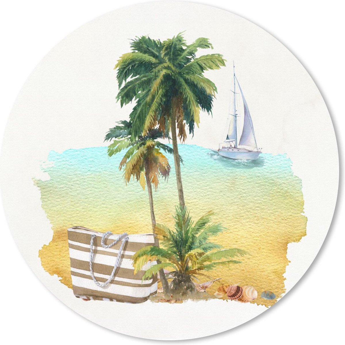 Muismat rond 20x20 cm - Mousepad Tas - Boot - Palmboom - Ronde muismatten