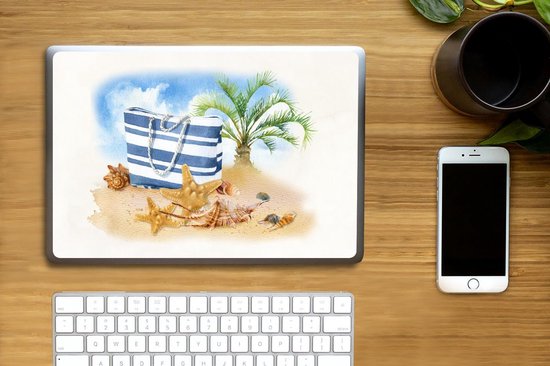 Laptop sticker - 12.3 inch - Palmboom - Tas - Schelpen - 30x22cm - Laptopstickers - Laptop skin - Cover