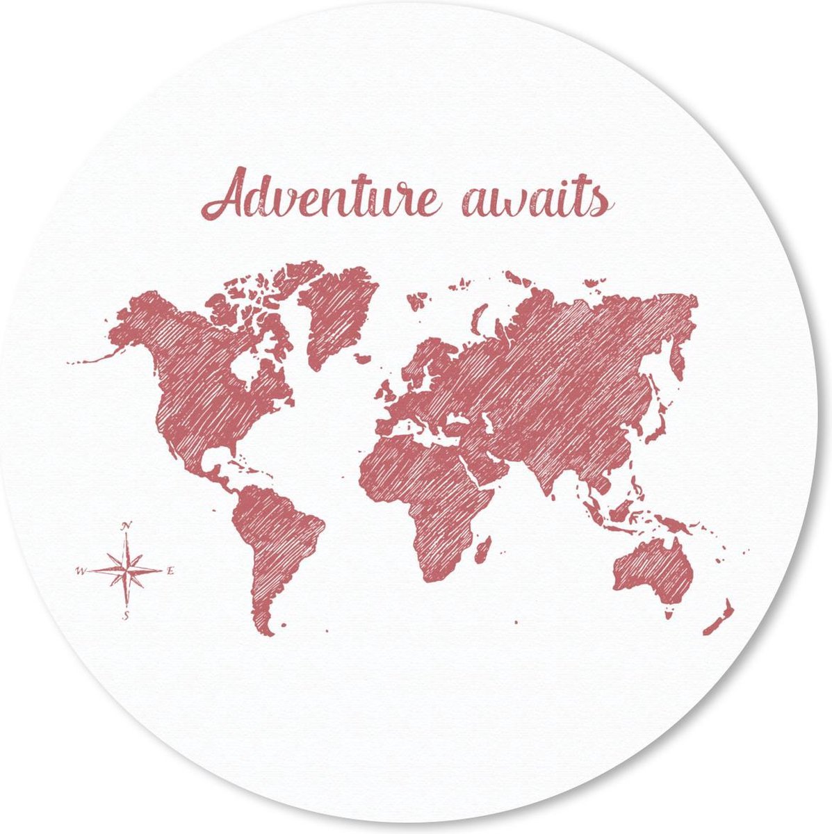 Muismat rond 20x20 cm - Mousepad Wereldkaart - Rode - Quote - Ronde muismatten