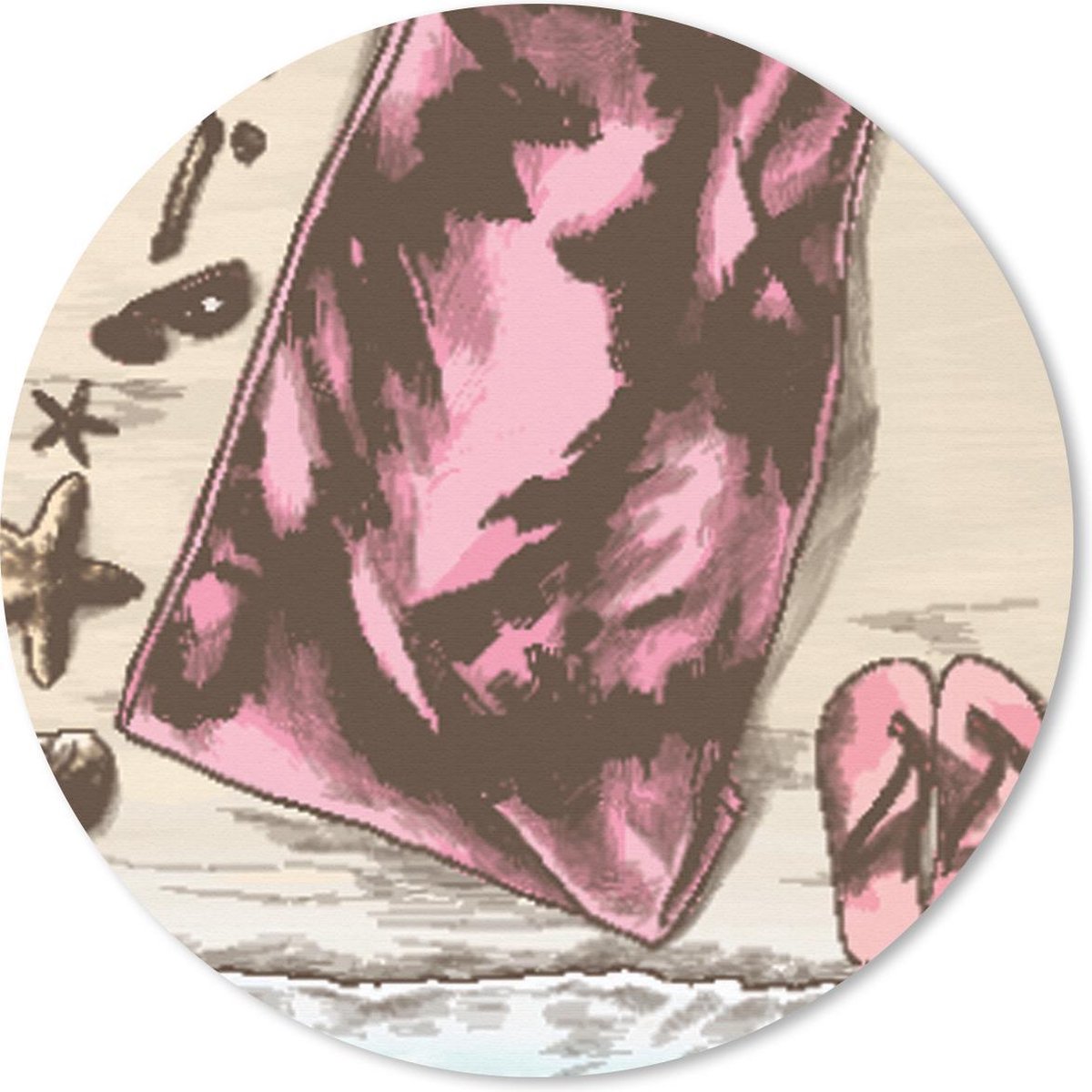 Muismat rond 30x30 cm - Mousepad Handdoek - Strand - Slippers - Ronde muismatten
