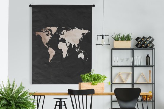 Tapisserie - Tapisserie - Wereldkaart - Aquarelle - Zwart - 180x180 cm - Tapisserie