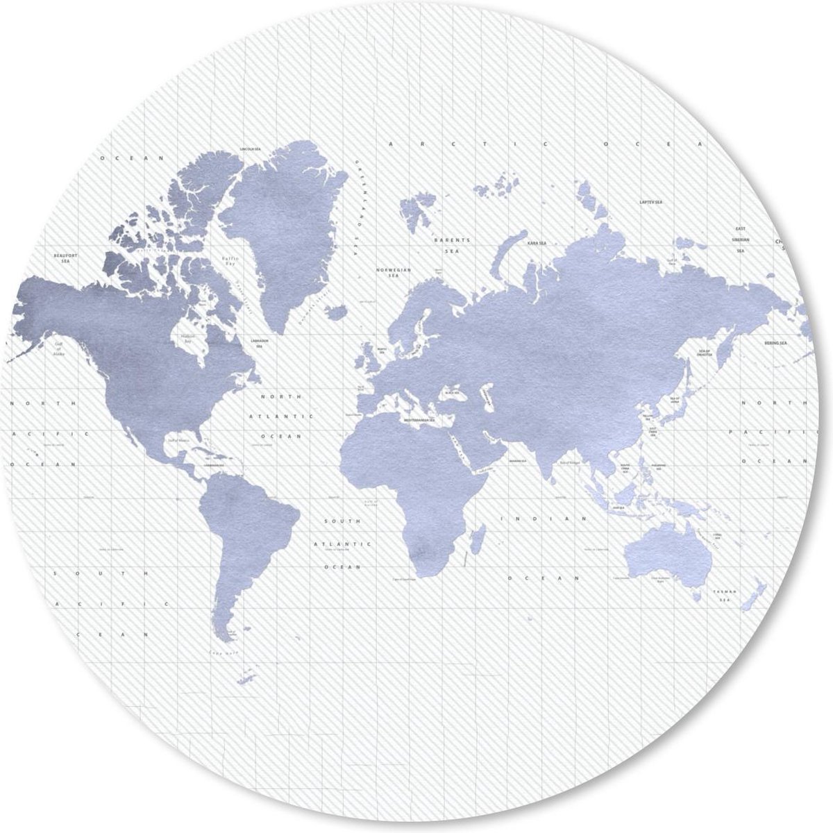 Muismat rond 30x30 cm - Mousepad Wereldkaart - Blauw - Waterverf - Ronde muismatten