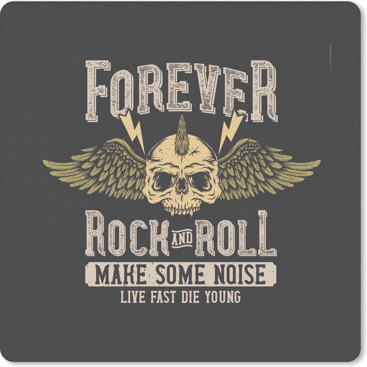 Muismat 20x20 cm - Mousepad Schedel - Vleugel - Rock - Muismatten