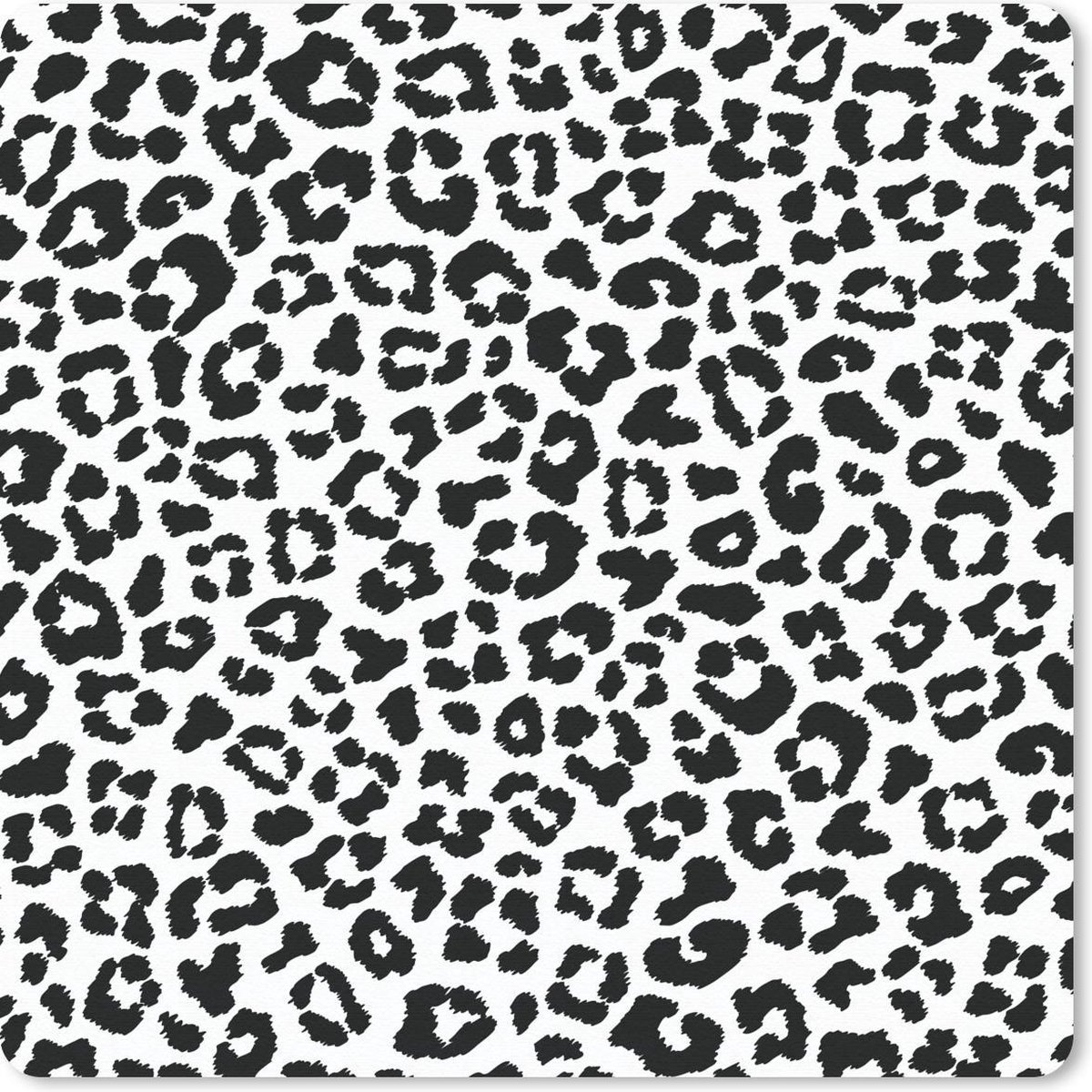 Muismat 30x30 cm - Mousepad Panterprint - Zwart - Wit - Muismatten