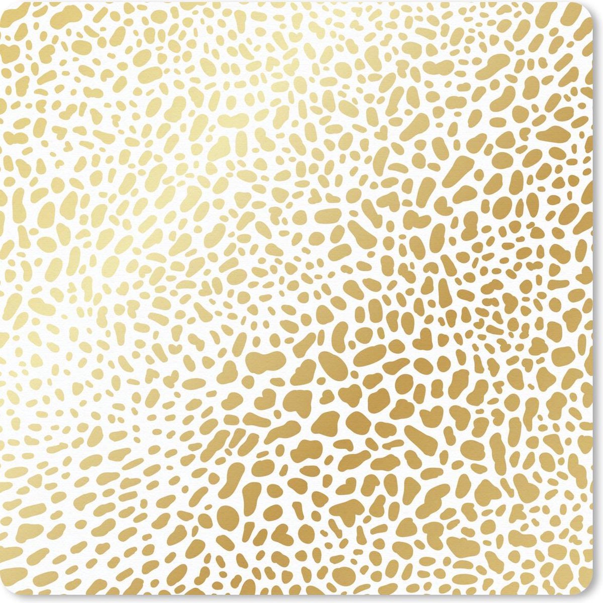 Muismat 30x30 cm - Mousepad Panterprint - Goud - Wit - Muismatten