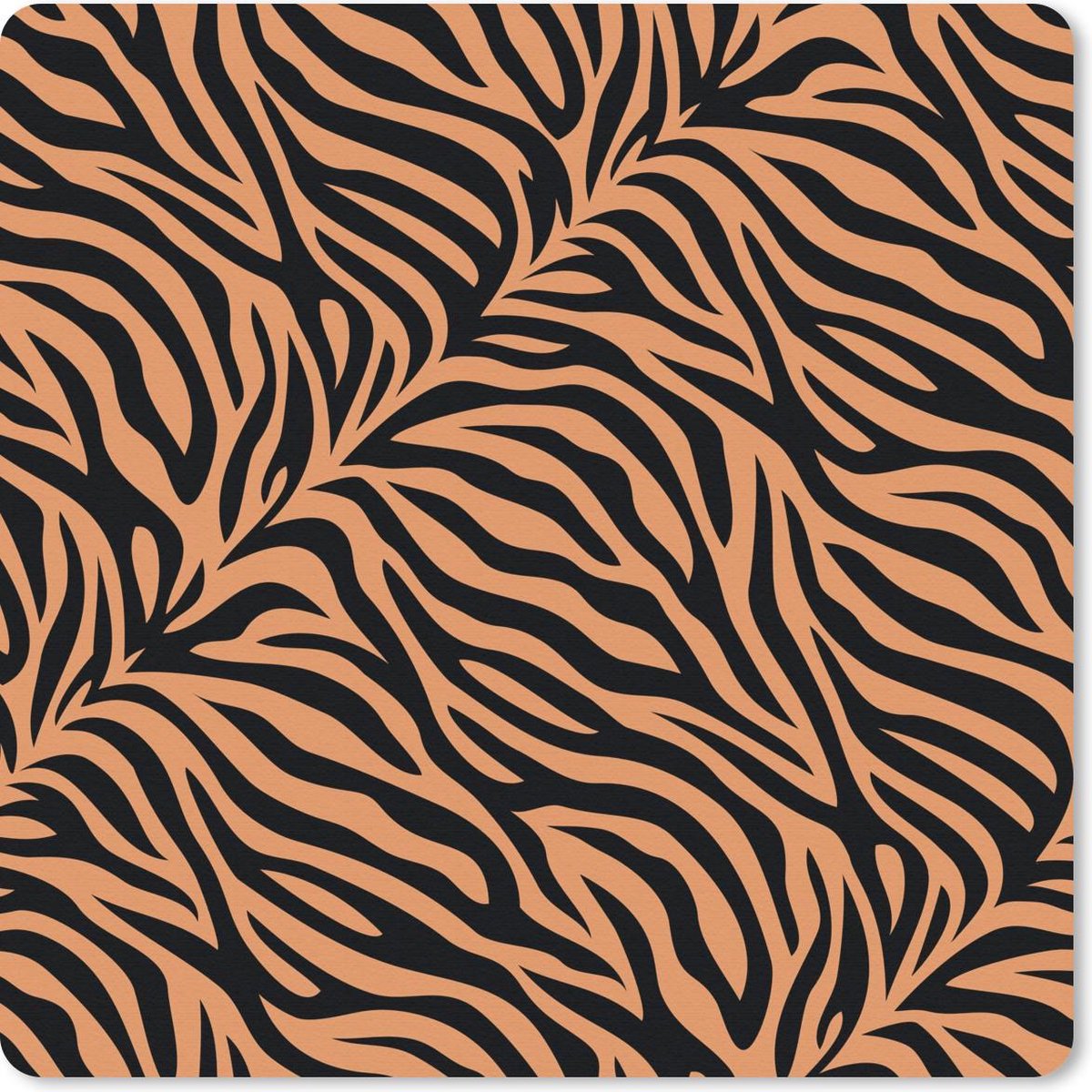Muismat 20x20 cm - Mousepad Tijgerprint - Oranje - Zwart - Muismatten