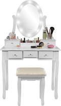 Cosmetische tafel Coiffeuse blanche 80cm LED + tabouret