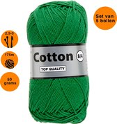 Lammy yarns Cotton eight 8/4 - 5 bollen van 50 gram - groen (373) - dun katoen garen