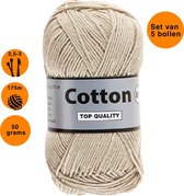 Lammy yarns Cotton eight 8/4 dun katoen garen - bruin beige (791) - pendikte 2,5 a 3mm - 5 bollen van 50 gram