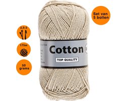 Lammy yarns Cotton eight 8/4 dun katoen garen - bruin beige (791) - pendikte 2,5 a 3mm - 5 bollen van 50 gram