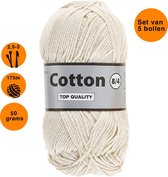 Lammy yarns Cotton eight 8/4 dun katoen garen - ecru (016) - naald 2,5 a 3mm - 5 bollen van 50 gram - heerlijk voor een zomers project