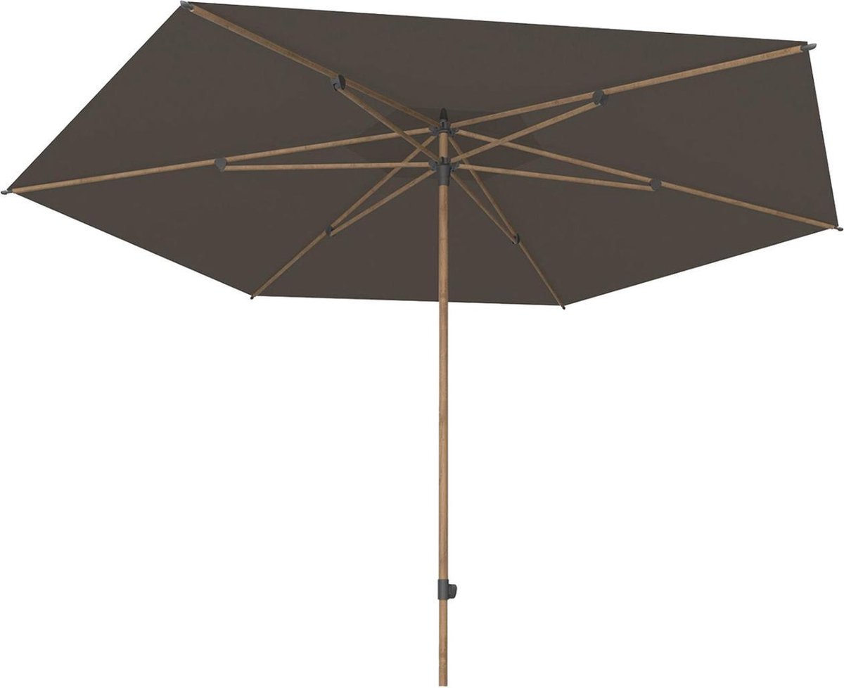 4 Seasons Azzurro parasol Ø300 cm antraciet solefin - houtlook frame - Parasol with anthracite solefin fabric and wood-look frame.