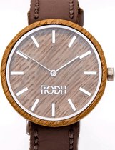 FIODH Whiskywatch Horloge van whiskyvaten met bruin leer - Uniek - Handmade in Scotland