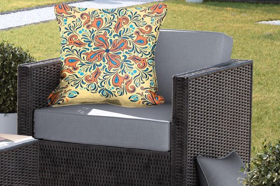 Sierkussen extérieur - Bloem - Pétales - Oranje - Motifs - 60x60 cm - Résistant aux intempéries