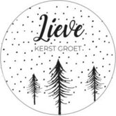 Lieve Kerst Groet / Kerstgroet - Sluitzegel Groot – Merry Christmas - Kerst - Feestdagen | Wit - Zwart | Sterren / Bomen / Dennenboom  | Envelop sticker – Verjaardag – Bedankje | C