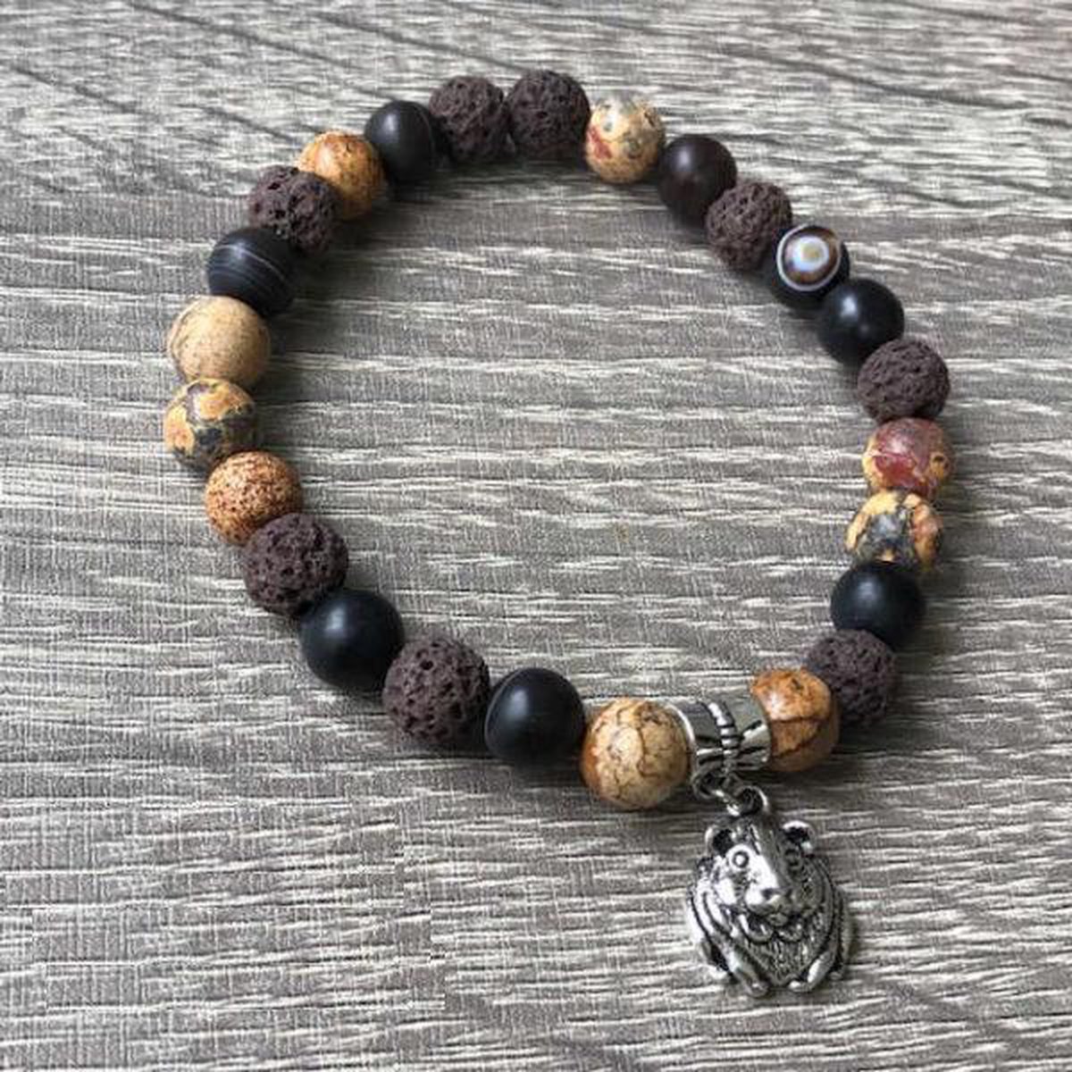 GoedeDoelen.Shop | Natuurstenen armband Guinny Bruin | Cavia Armband | Cavia | Bruine Jaspis | Agaat | Lava | Dierenliefde | Polsmaat 17-19 cm | Wellness-House