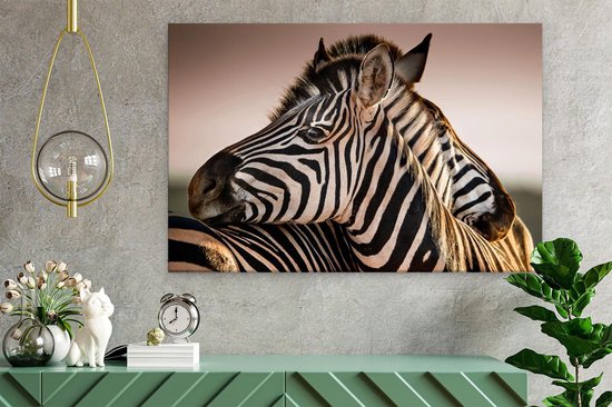 Artaza Toile Peinture Deux Zèbres Enlacés - 60x40 - Photo Sur Toile - Impression Sur Toile