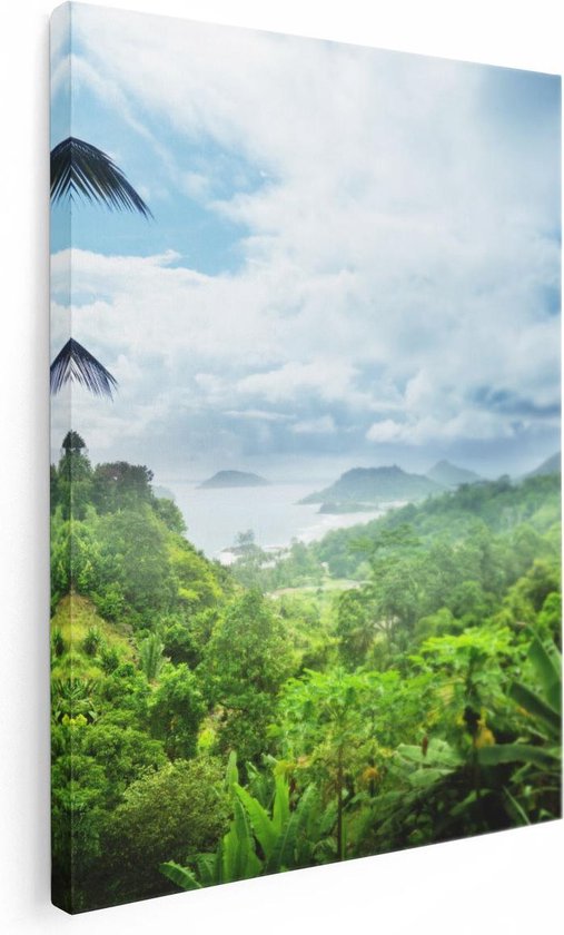 Artaza Toile Peinture Jungle Vue Des Seychelles - 60x80 - Photo Sur Toile - Impression Sur Toile