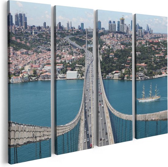 Foto: Artaza canvas schilderij vierluik istanbul bosporus brug vanaf boven 80x60 foto op canvas canvas print