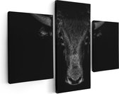 Artaza Canvas Schilderij Drieluik Stierenkop - Stier - Zwart Wit - 90x60 - Foto Op Canvas - Canvas Print