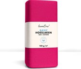 Hoeslaken Loom One – 100% Jersey Katoen – 90x200 cm – épaisseur de matelas jusqu'à 25 cm – 160 g/m² – Rose vif