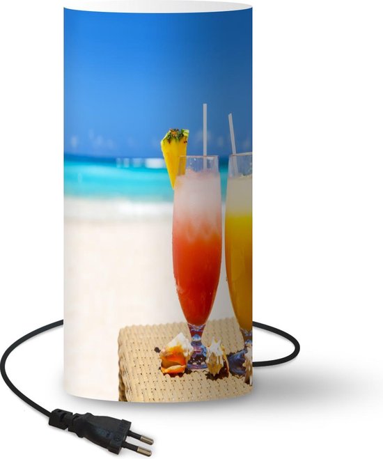 Lamp – Nachtlampje – Tafellamp slaapkamer – Fruitsap – Strand – Zomer – 54 cm hoog – Ø25 cm – Inclusief LED lamp