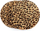 Koeienhuid onderzetters - cheeta/panter/leopard - 6 stuks - bruin/zwart - Lindian style