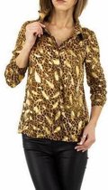 goudkleurige panter blouse met gouden veren M