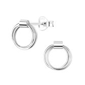 Joy|S - Zilveren cirkel oorbellen - dubbele ring - 11 mm