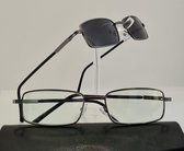 Titanium leesbril +1,5 ultralichte hypoallergene titanium bril met brillenkoker van echt leer luxe van hoge kwaliteit/ Ronde titanium montuur met designer brillenkoker / elegante u