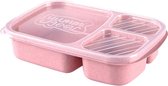 Bento lunchbox - Japanse broodtrommel met 3 compartimenten - brooddoos - broodtrommel kinderen en volwassenen - roze