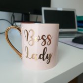 Coffee Lover - Mok Boss Lady Roze - met écht goud