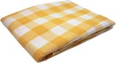 (B-keus) Tafelkleed Grote ruit geel 140 rond (strijkvrij)