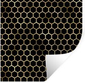 Muurstickers - Sticker Folie - Patronen - Hexagon - Goud - Zwart - 30x30 cm - Plakfolie - Muurstickers Kinderkamer - Zelfklevend Behang - Zelfklevend behangpapier - Stickerfolie