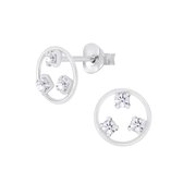Joy|S - Zilveren cirkel oorbellen 8 mm rond - kristal
