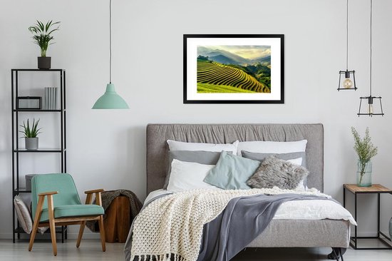 Affiche avec cadre Rizières en terrasses avec paysage de montagne au Vietnam - 90x60 cm