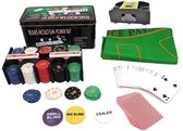Pokerset - Poker - Texas Hold’em Pokerset - Blackjack - 200 Poker Chips -  Inclusief Automatische kaartenschudmachine - 2 x Speelkaarten - Speelkleed