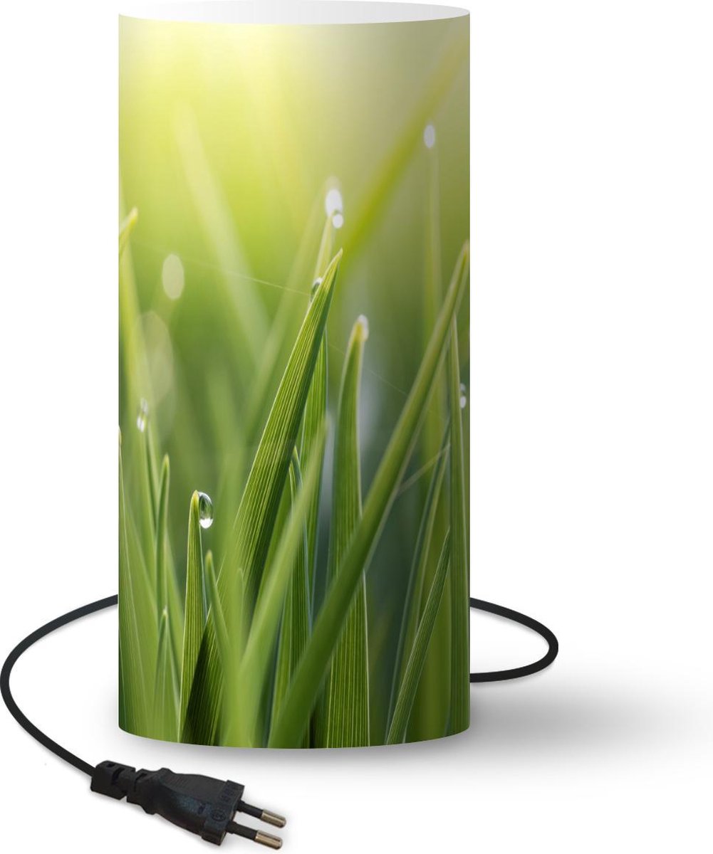 Lamp - Nachtlampje - Tafellamp slaapkamer - Vroege dauw in het gras - 54 cm hoog - Ø24.8 cm - Inclusief LED lamp