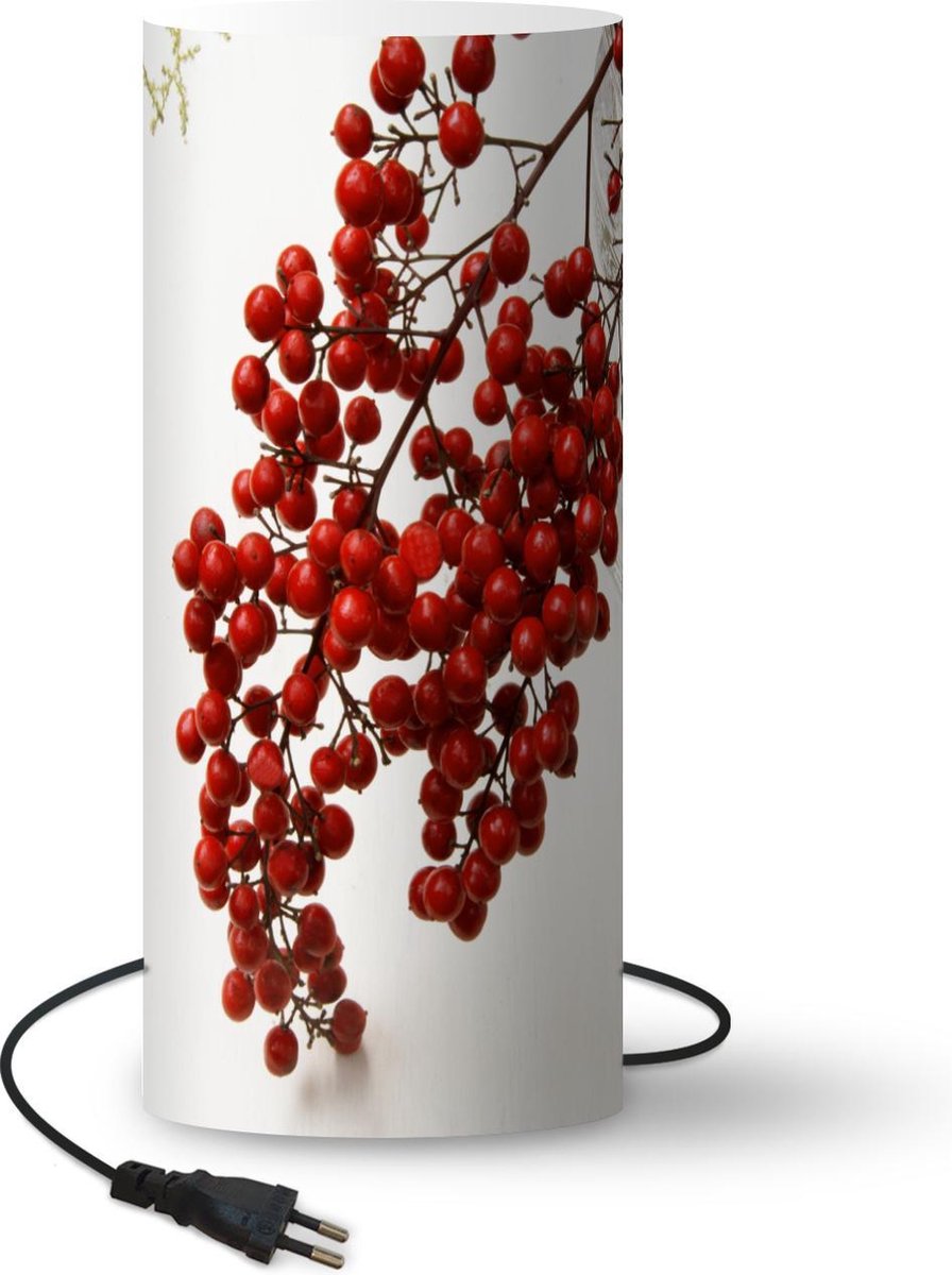 Lamp - Nachtlampje - Tafellamp slaapkamer - Bessen - Stilleven - Rood - 33 cm hoog - Ø14.3 cm - Inclusief LED lamp