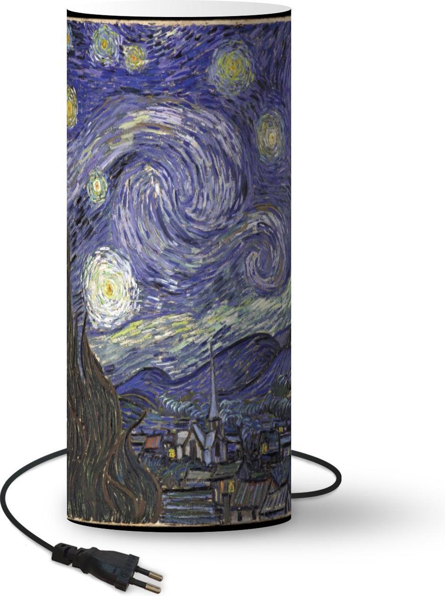 Lamp - Nachtlampje - Tafellamp slaapkamer - Sterrennacht - Vincent van Gogh - 70 cm hoog - Ø29.6 cm - Inclusief LED lamp