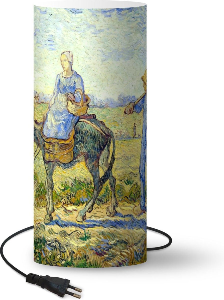 Lamp - Nachtlampje - Tafellamp slaapkamer - Boerenkoppel gaat naar het werk - Vincent van Gogh - 70 cm hoog - Ø29.6 cm - Inclusief LED lamp