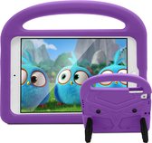 Case2go - Tablet hoes geschikt voor iPad 2021 - 10.2 Inch - Schokbestendige case met Handvat - Sparrow Kinderhoes - Paars