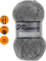 New Running grijs (331) - dunne sokkenwol - scheerwol en polyamide - pendikte 2,5 a 3mm - 1 bol van 100 gram