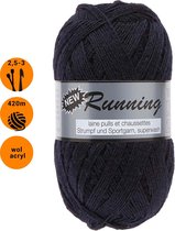 New Running zwart (302) - dunne sokkenwol - scheerwol en polyamide - pendikte 2,5 a 3mm - 1 bol van 100 gram