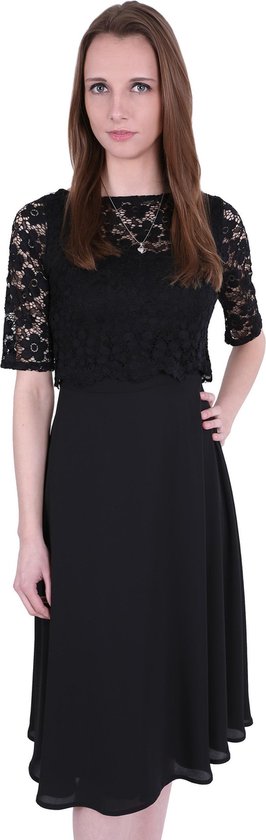 Zwarte kanten midi-jurk van John Zack MAAT S | bol.com